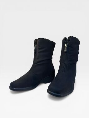 Toe Warmers Women's Black Zip-Up Fleece-Lined Ankle Winter Boots US 8